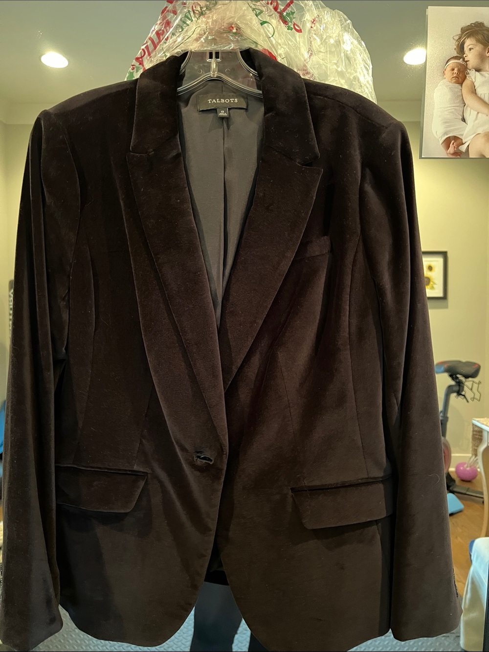 Talbots Black Velvet Single-Button Blazer